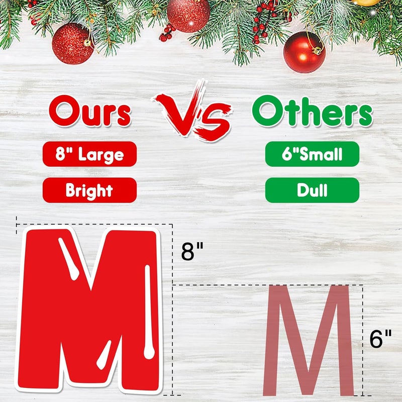 JAYEE Merry Christmas Garage Door Magnets Decoration, 27 Pcs Christmas Decor Garage Door Magnetic Banner with Ornament, Refrigerator Magnets Car Decal Stickers for Xmas Holiday DIY Decor, 8" H Large - Image 4